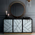 Libra Credenza Abstract 3 Door Cabinet with Bone Inlay